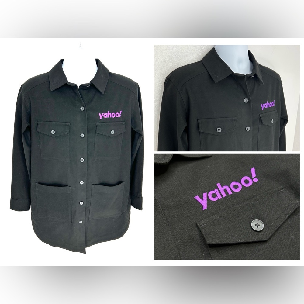 Yahoo Employee Twill Overshirt Shacket Black‎ Size XS Uniform Mercer + Mettle